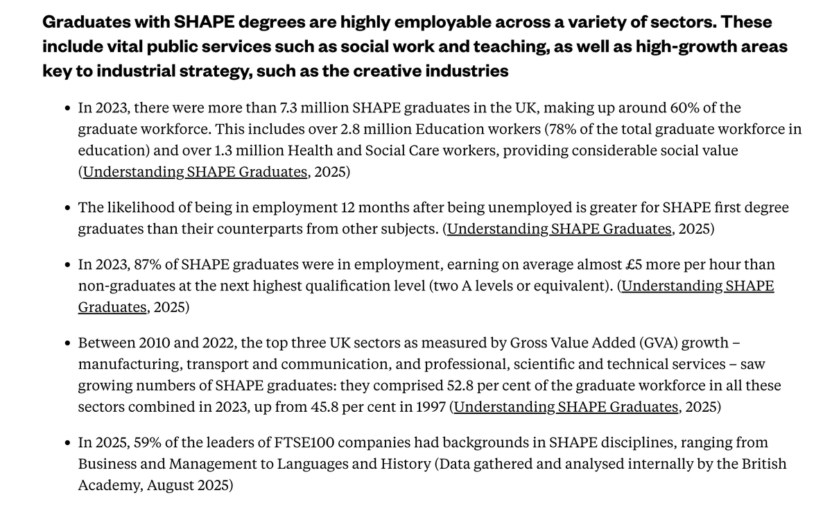 BarbaraBleiman's tweet photo. Short-sighted, philistine, economically illiterate! Creative industries contributed £226b to UK economy in 2023 &amp; employed 2.4m people.  More generally, Arts, Humanities &amp; Social Sc matter but also lead to jobs, as @BritishAcademy_ SHAPE research proves! https://t.co/59WIDQVnn0 https://t.co/vkOG09zy4U