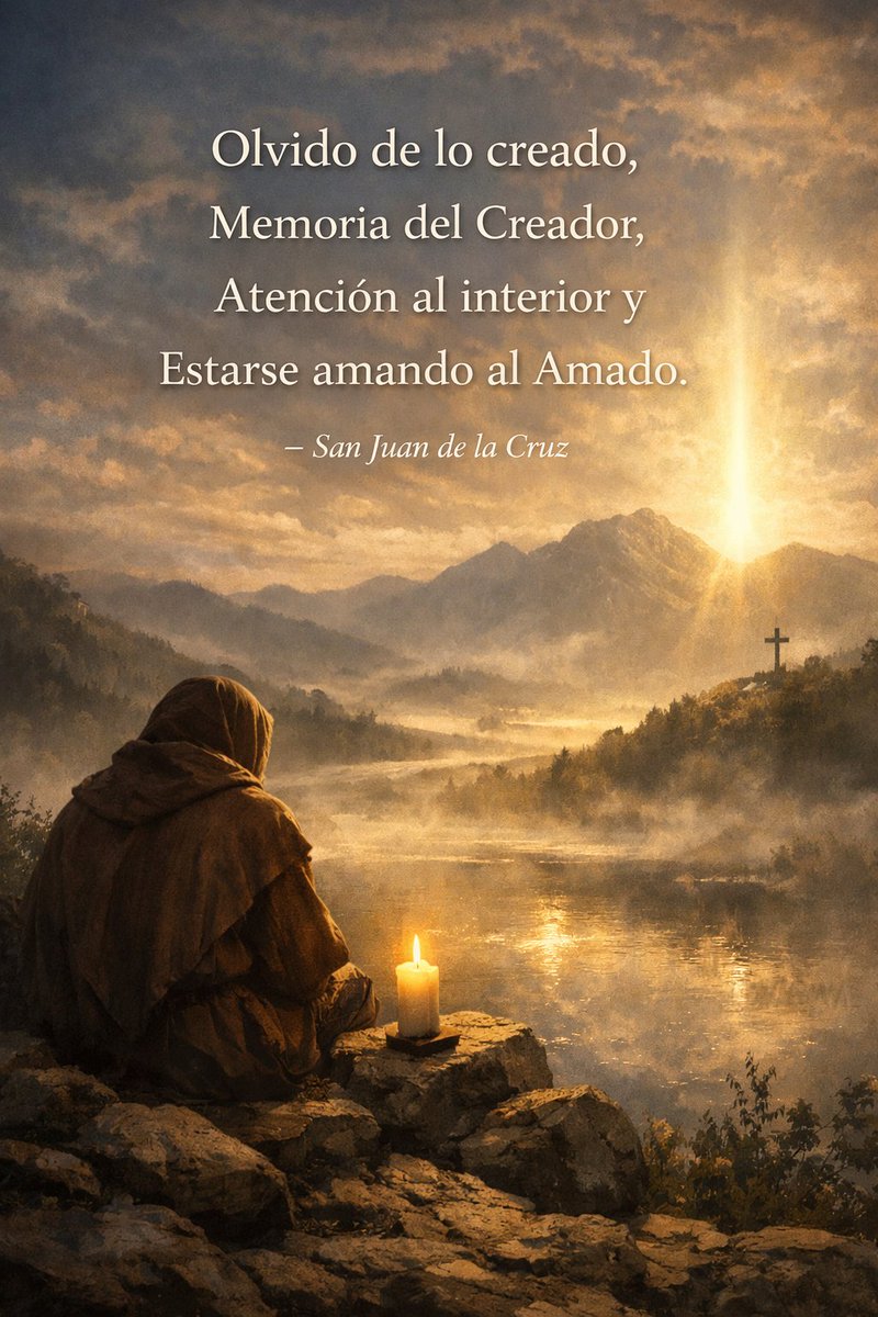 Olvido de lo creado,
Memoria del Creador,
Atención al interior y 
Estarse amando al Amado.
(San Juan de la Cruz) #Cuaresma2026
