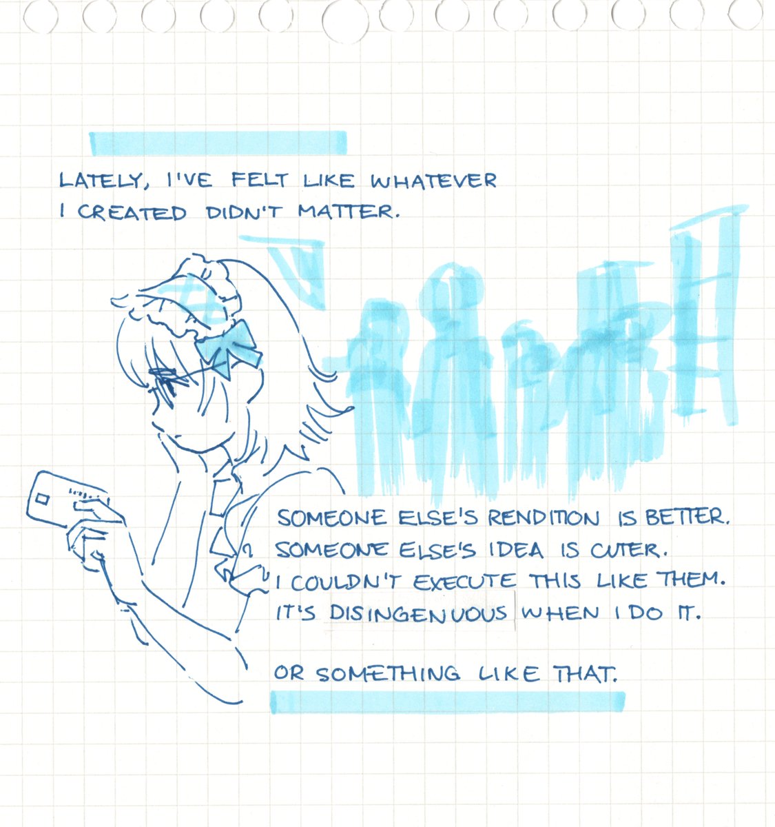 azuratis's tweet image. journal entry about making "stuff" in a world already full of "stuff"

1/6