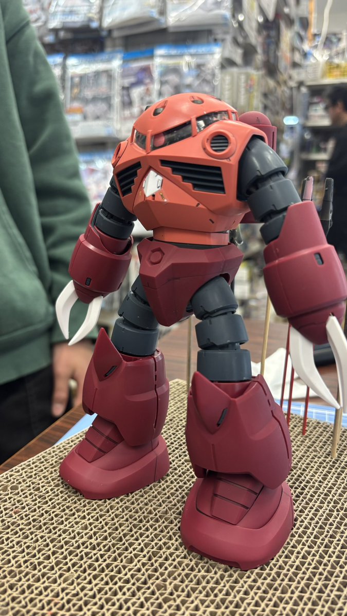 プラモ教室で完成 アサヒ君のMGシャア専用ズゴック スミ入れ＋ツヤ消し