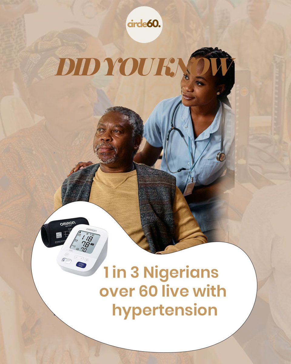Circle60_'s tweet photo. DID YOU KNOW: 1 in 3 Nigerians over 60 lives with hypertension.

Managing it doesn’t have to feel overwhelming.💙
Your health matters - and your community is here for you.
Join Circle60 today.
#Circle60 #HealthyAging #healthylifestyle https://t.co/tkWAlr6HZ7