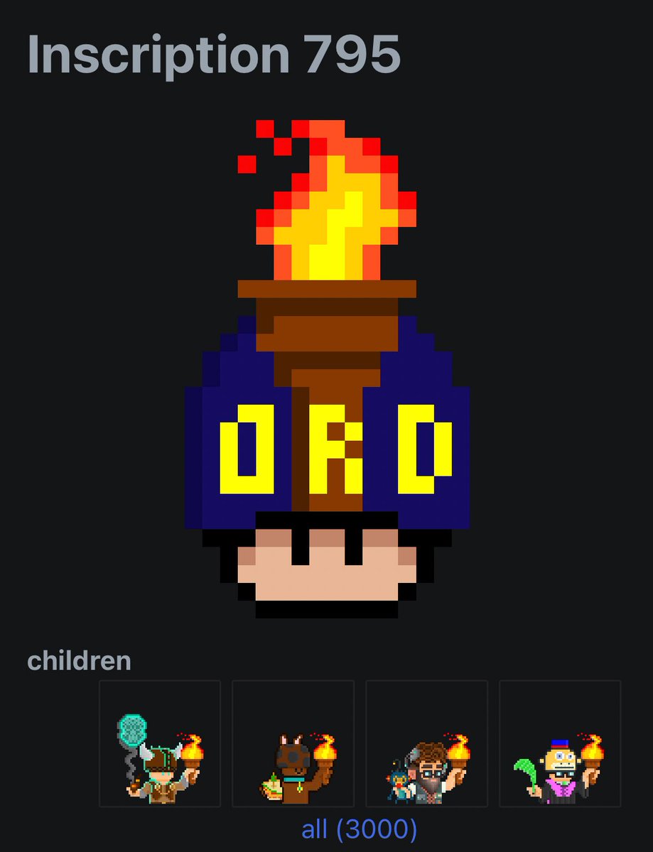 GM guys! ☀️

All 3000 <a href="/OrdTorches/">OrdTorches</a> are inscribed as children of #795.

No more talking. They are coming. 🗽