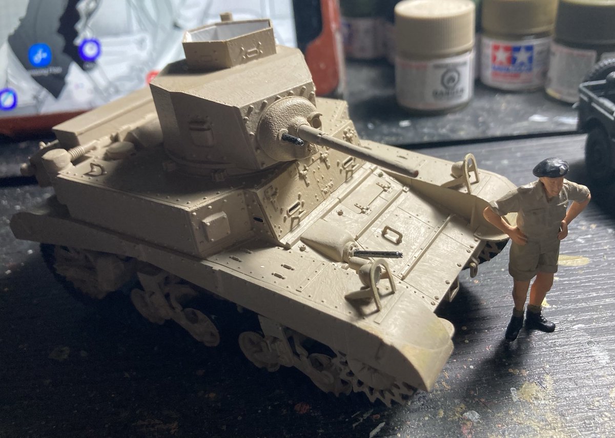 A work in progress, one of my favourite model kits, Academy's 1/35 M3 Stuart, also known as 'Honey' by the British.
The plan for this kit is to be depicted as one used by the British army during the North African campaigns.