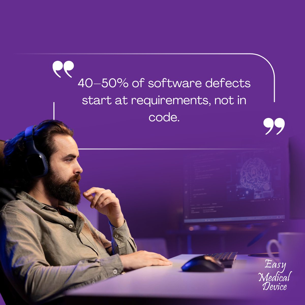 40–50% of software defects start at the requirements phase, before coding even begins.

Unclear requirements = higher risk, higher cost, lower quality.

Quality starts with clear requirements, not testing.

#SoftwareQuality #MedicalDevice #SaMD