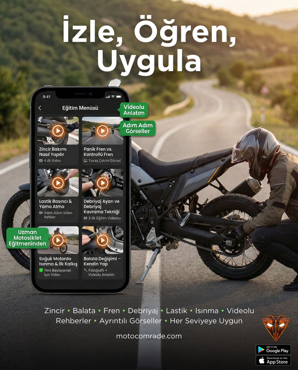 motocomrade's tweet photo. Motorcular için eğitim &amp; güvenli sürüş Motocomrade'de! 🏍️ Yeni başlayan → ileri seviye Teknik sürüş • Güvenlik • Bakım Türkiye'nin motor topluluğuyla birlikte öğren! https://t.co/HD6PdiWRDY
#motosiklet #motosikletegitimi #guvenlisurus #motocomrade #motosikletTürkiye https://t.co/S8l5pVJzbU