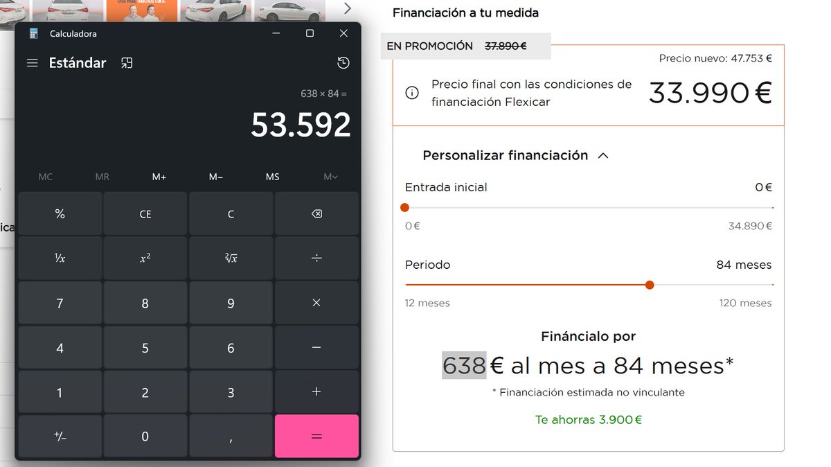 Necesito un coche y lo que me estoy encontrando...

¿No es abusiva una financiación que supone casi 20.000€ de intereses para un coche (prestamo) de 33.990?

Si das entrada o acortas el plazo, el coche pasa a costar 37890.