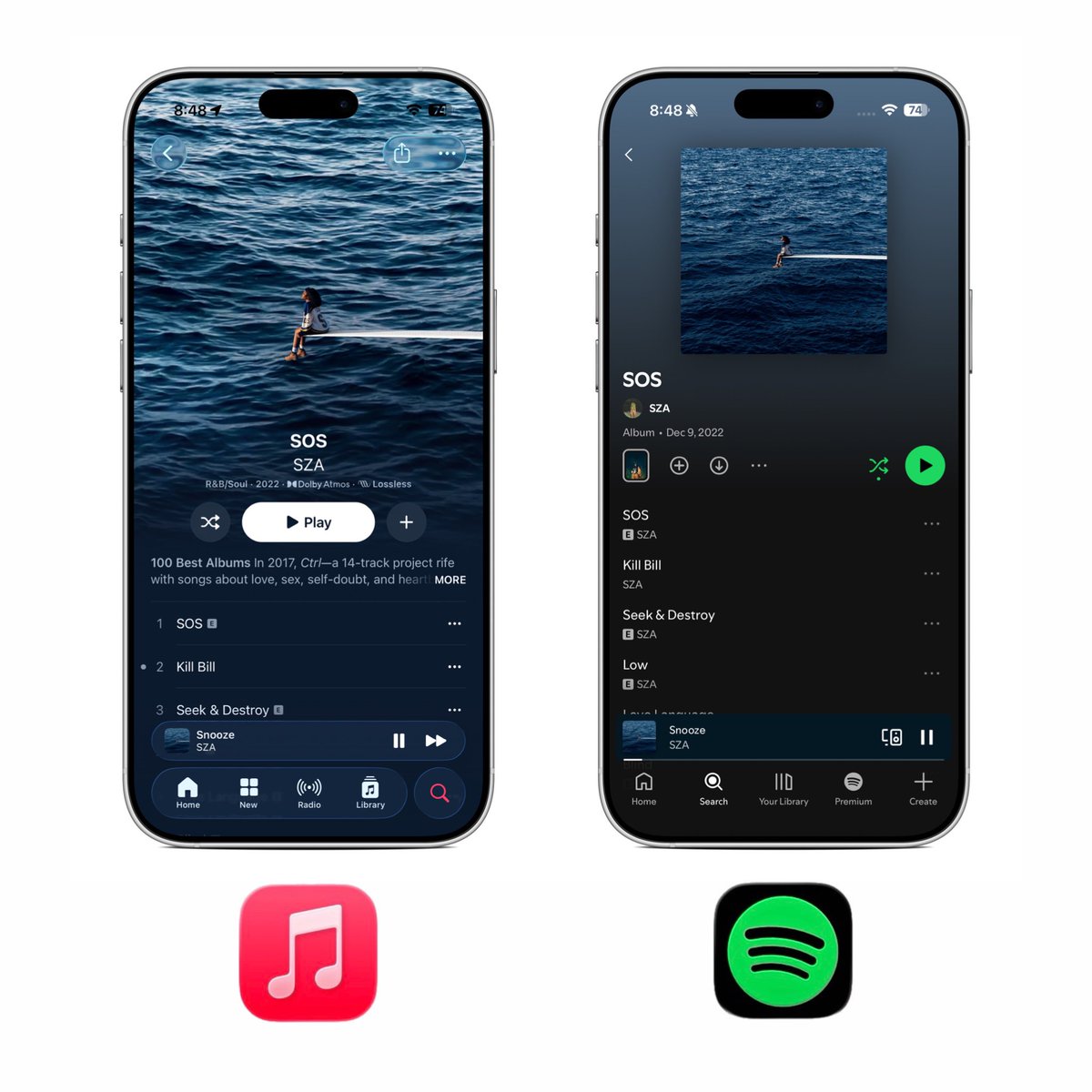 heyyritik_'s tweet photo. Apple music recently updated their UI design actually it's looking so good, compared to Spotify.

What are you thinking about this update? https://t.co/JbRrf2C3LA