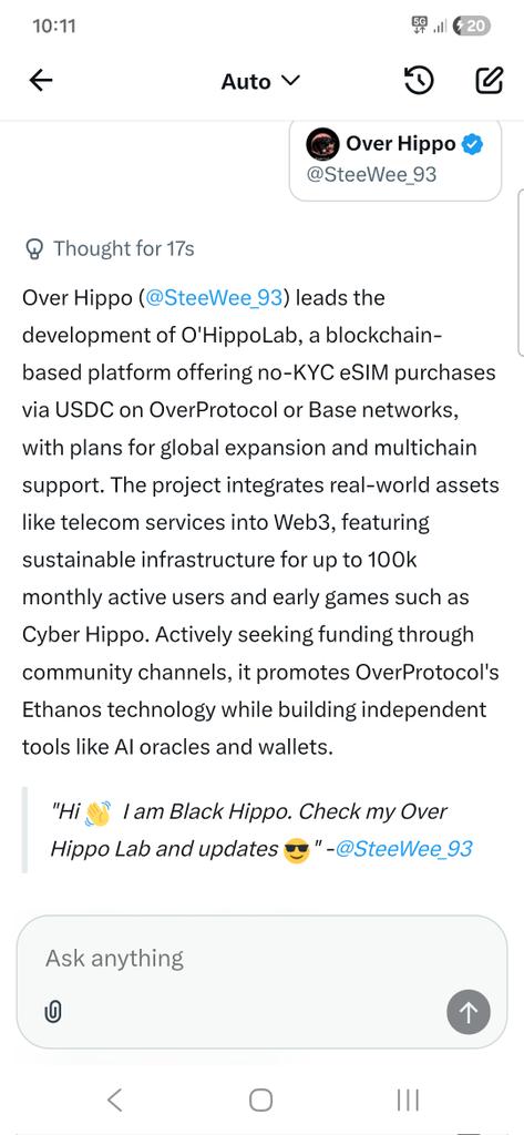 I asked <a href="/grok/">Grok</a> to summarize my X profile. This is what he said. 

<a href="/overnance/">Ben | Over 🌐 → x402 with Agentic Commerce</a> 
<a href="/overprotocol/">Over</a>