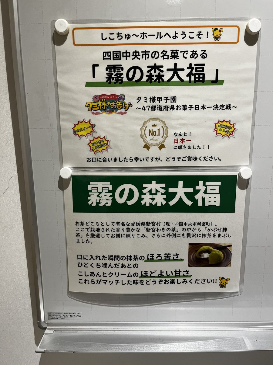 タミ様甲子園47都道府県お菓子日本一決定戦で日本一になった愛媛県四国