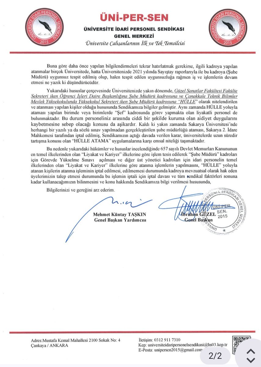 Çanakkale Onsekiz Mart Üniversitesi'nde yakın zamanda yapılan hülle atamaların iptal edilmesi için başvurumuzu yaptık. 
Hülle atamalar noktasında tüm üniversitelerde mücadelemizi büyütmeye, hukuksal ve eylemsel mücadele alanımızı genişletmeye devam edeceğiz.
 <a href="/onsekizmartuni/">ÇOMÜ</a>