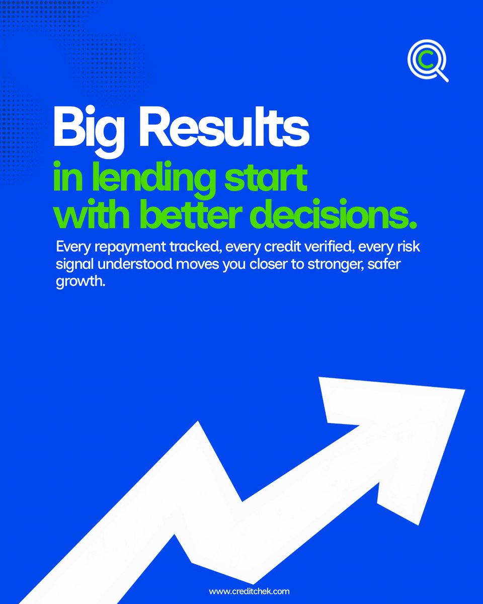 Creditchek_hq's tweet photo. Better lending outcomes are rarely accidental.
They come from tracking repayments consistently, verifying credit properly, and understanding risk before decisions are made.
Stronger systems lead to stronger growth.
#Lending
#CreditRisk
#FintechAfrica
#creditchek https://t.co/nbCzHZJQw0