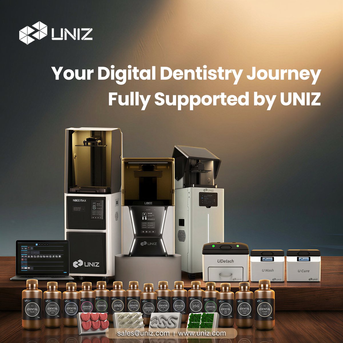 UNIZTechnology's tweet image. Digital dentistry demands more than a single device—it requires a coordinated production strategy.
UNIZ’s full series portfolio supports orthodontics, restorations, and surgical applications with confidence.
🔗 uniz.com
📩 sales@uniz.com
#UNIZ #DentalTechnology