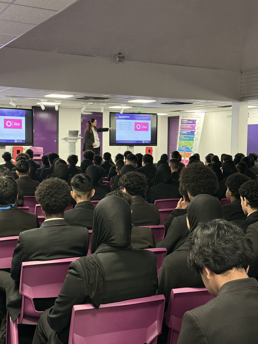 SmallHeathLA's tweet photo. Year 10 assembly led by our Principal, Yasmin Manzoor, reinforcing expectations, ambition and the standards we set ourselves every day. A focused and respectful audience #ReadyToLearn #HighStandards https://t.co/neZkYxrMQr