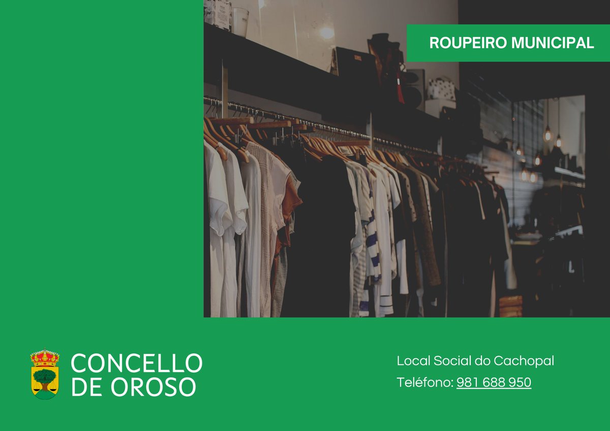 ConcellodeOroso's tweet photo. Roupeiro municipal completo neste momento. 

A roupa debe estar en bo estado: poñeríaslla ao teu fillo/a? Non se admite roupa deteriorada nin para tirar.
 
Iremos solicitando o necesario segundo as necesidades. 

Grazas pola colaboración 💛 https://t.co/zmbnL97qmt