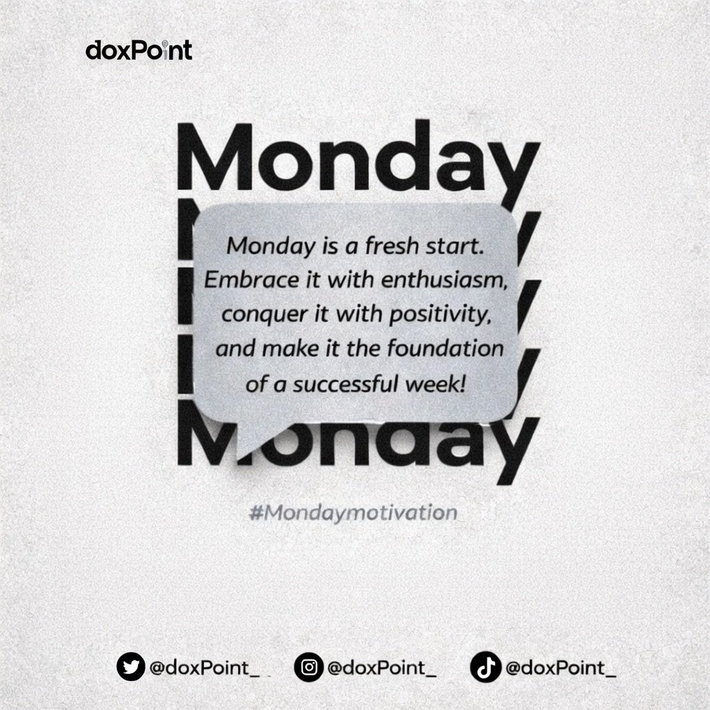 doxpoint_'s tweet photo. New week. Fresh mindset. ✨
Start strong, stay focused, and build something meaningful today.
#MondayMotivation #NewWeekEnergy #DoxPoint #CreativeBrand #DesignInspiration #MotivationMonday #BrandGrowth #StayInspired https://t.co/zvjd7akf3X