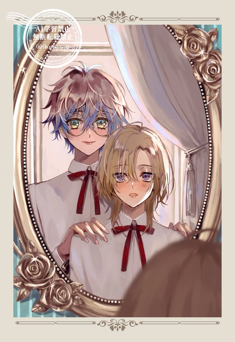 shirafujiray0's tweet image. ポストカード3種(仮)の絵柄です
❤️💙/💛💙/💜💙
#voxike #Lucake #shuike