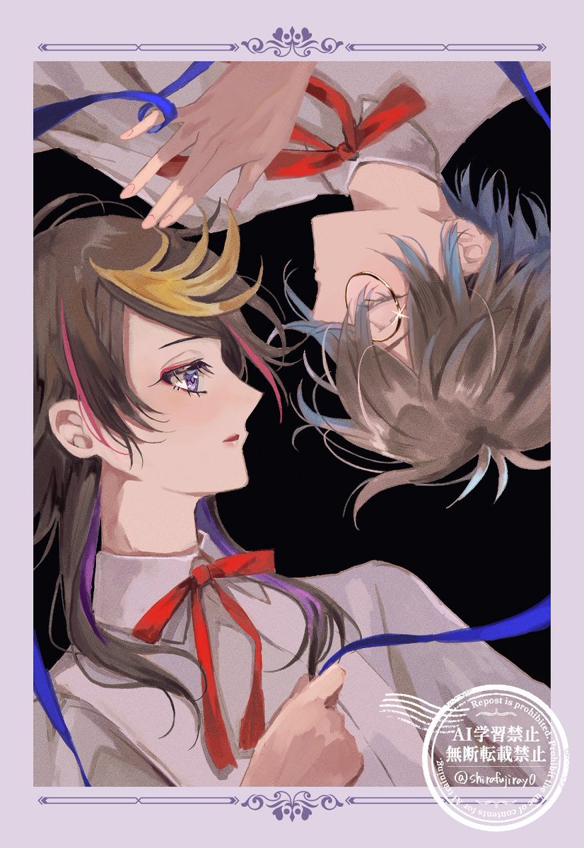 ポストカード3種(仮)の絵柄です ❤️💙/💛💙/💜💙 #voxike #Lucake #shuike