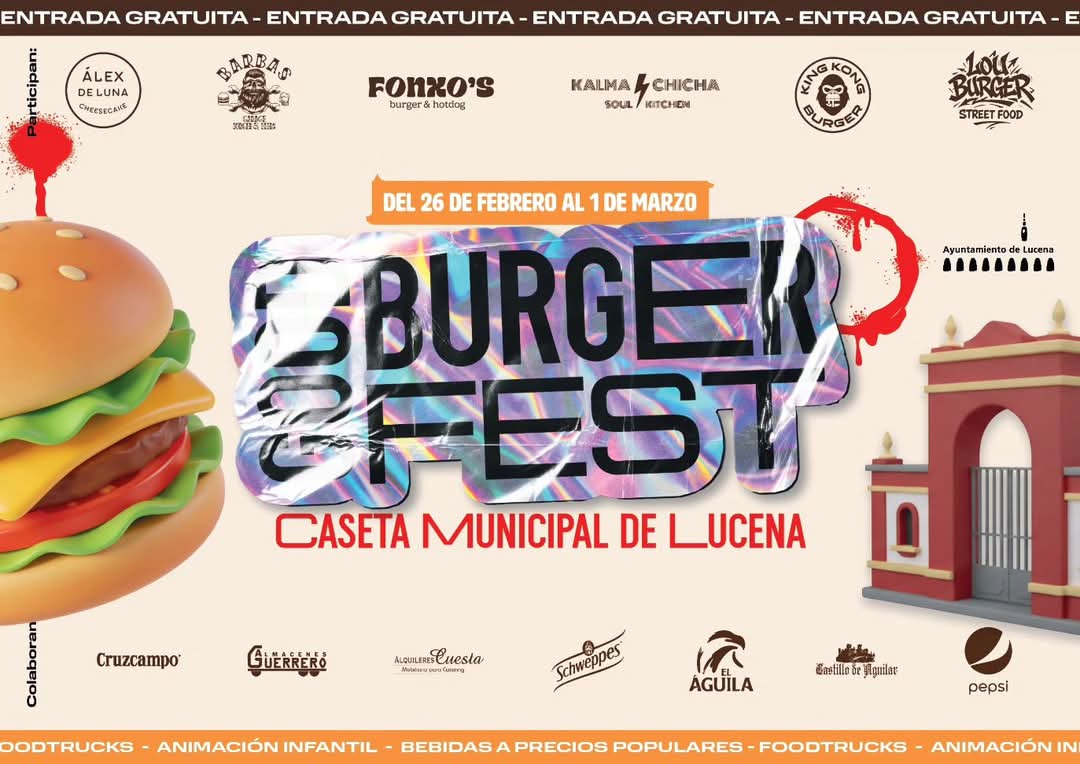 OracionRosario's tweet photo. GOOD BURGER FEST

Del jueves 26 de febrero al domingo 1 de marzo, os esperamos en la Caseta Municipal de Lucena en el Good Burger Fest, estaremos en un stand, participando en este evento.

Os animamos a qué vengáis a celebrar con nosotros el puente de Andalucía. https://t.co/mFMoOigfAv