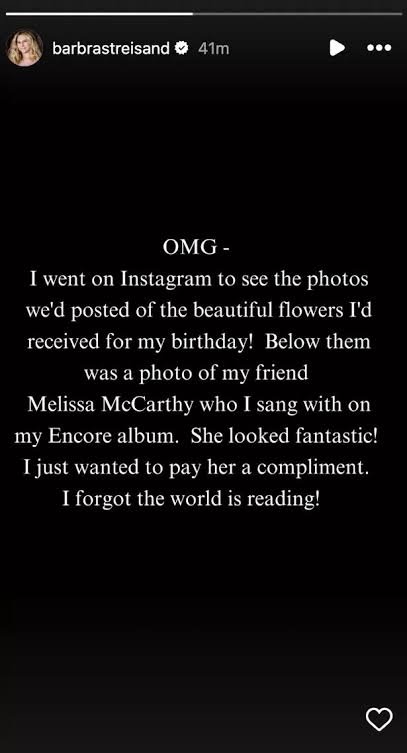 Barbra Streisand never delete Instagram