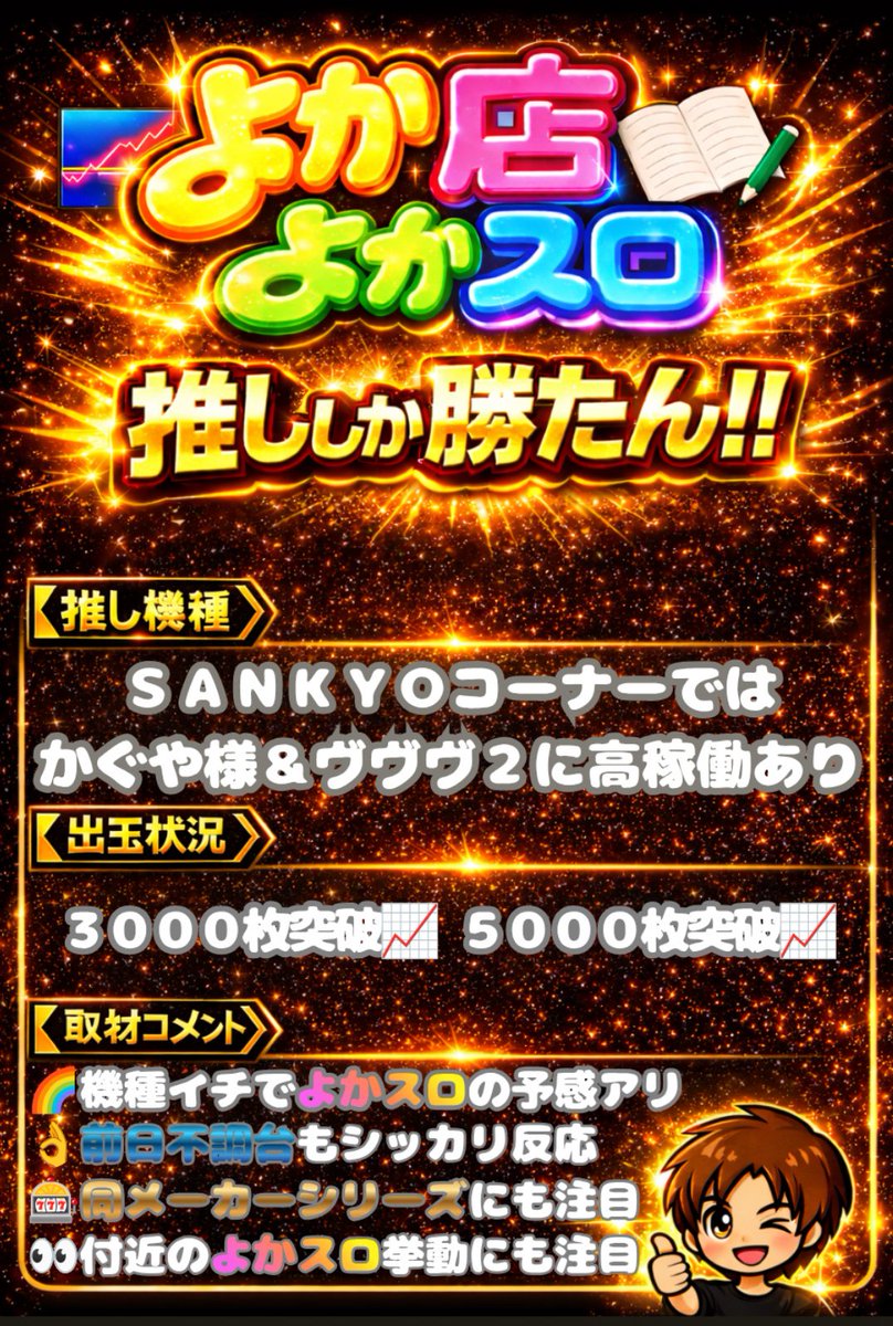よか店よかスロ 取材担当とみーです🧑‍💼 推し機種SANKYO