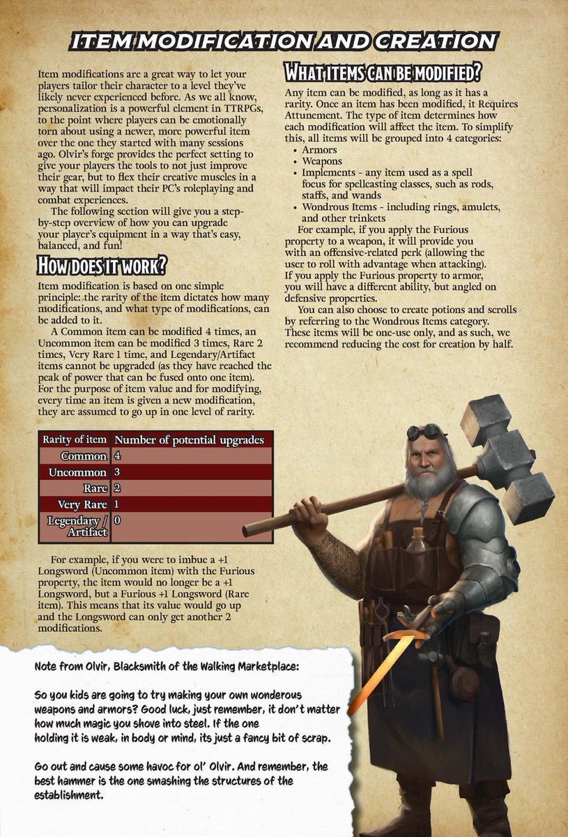 Did you know... I recently shared our rules for magic item modification and creation! Take your favourite item from childhood keep sake to Legendary artifact! On my Patreon now: buff.ly/PRypoey 
#dnd #ttrpg #5e
