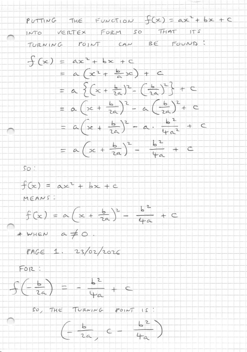 mathsproofs's tweet image. Quadratic functions in vertex form (comprehensive).

Desmos graph: desmos.com/calculator/fkt…

#gcsemaths #alevelmaths