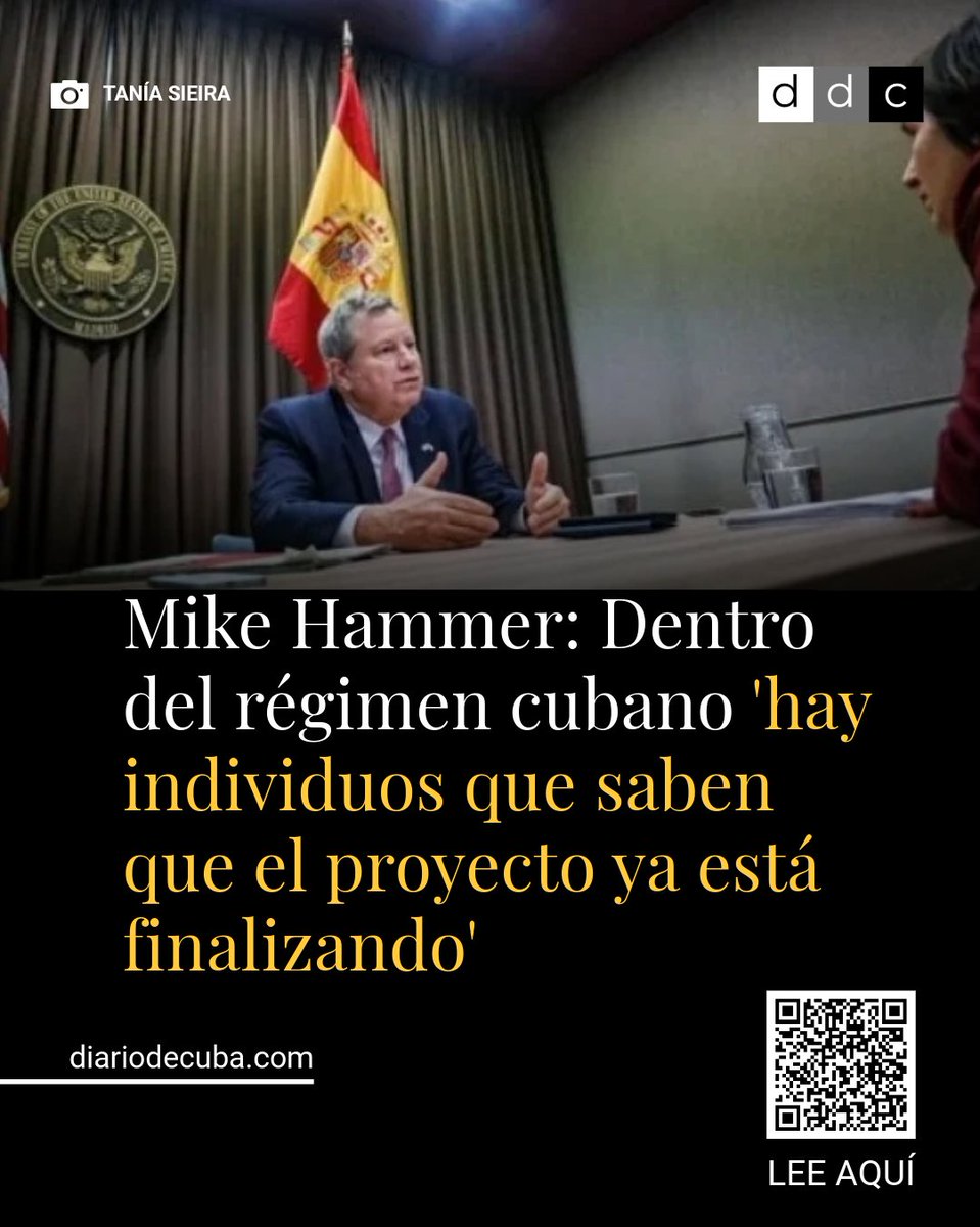 El encargado de Negocios de la Embajada de Estados Unidos en La Habana, #MikeHammer, aseguró en declaraciones al diario español ABC que en #Cuba se avecina "un cambio histórico" que, a su juicio, podría producirse "este mismo año".

LEE MÁS en #DiarioDeCuba:
