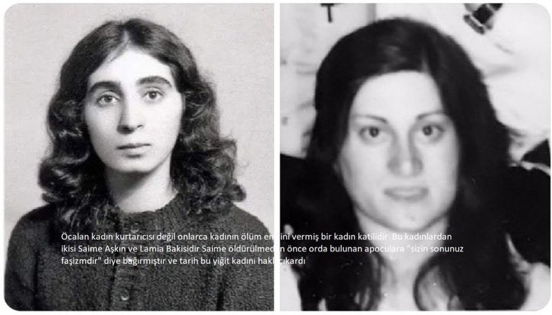 PKK'İN Öcalan'ın İç infazda Öldürdüğü Batmanlı DR Lamia Baksi. Bu iki kız kardeş İç infazda öldürdü PKK Ortada ceset yok? Cenaze yok. Saime Aşkın. Şimdi Soruyorum bunların cenazeleri nerede? Özel eşyaları nerede? Kemikleri nerede? Bu Kürt kıran hareketi PKK.