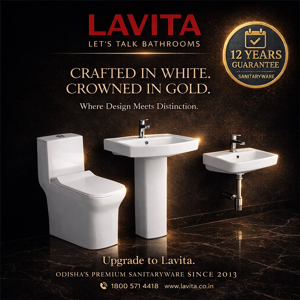 LAVITABATHWARE's tweet photo. Your home deserves more than ordinary.
Choose Lavita — Premium sanitaryware brand since 2013.

✔ Elegant Designs
✔ Flawless Finish
✔ 12 Years Guarantee
✔ Built for Modern Homes

Upgrade your bathroom with timeless luxury.

📞 1800 571 4418
🌐 https://t.co/jjIXHABply https://t.co/e4bFycSKok