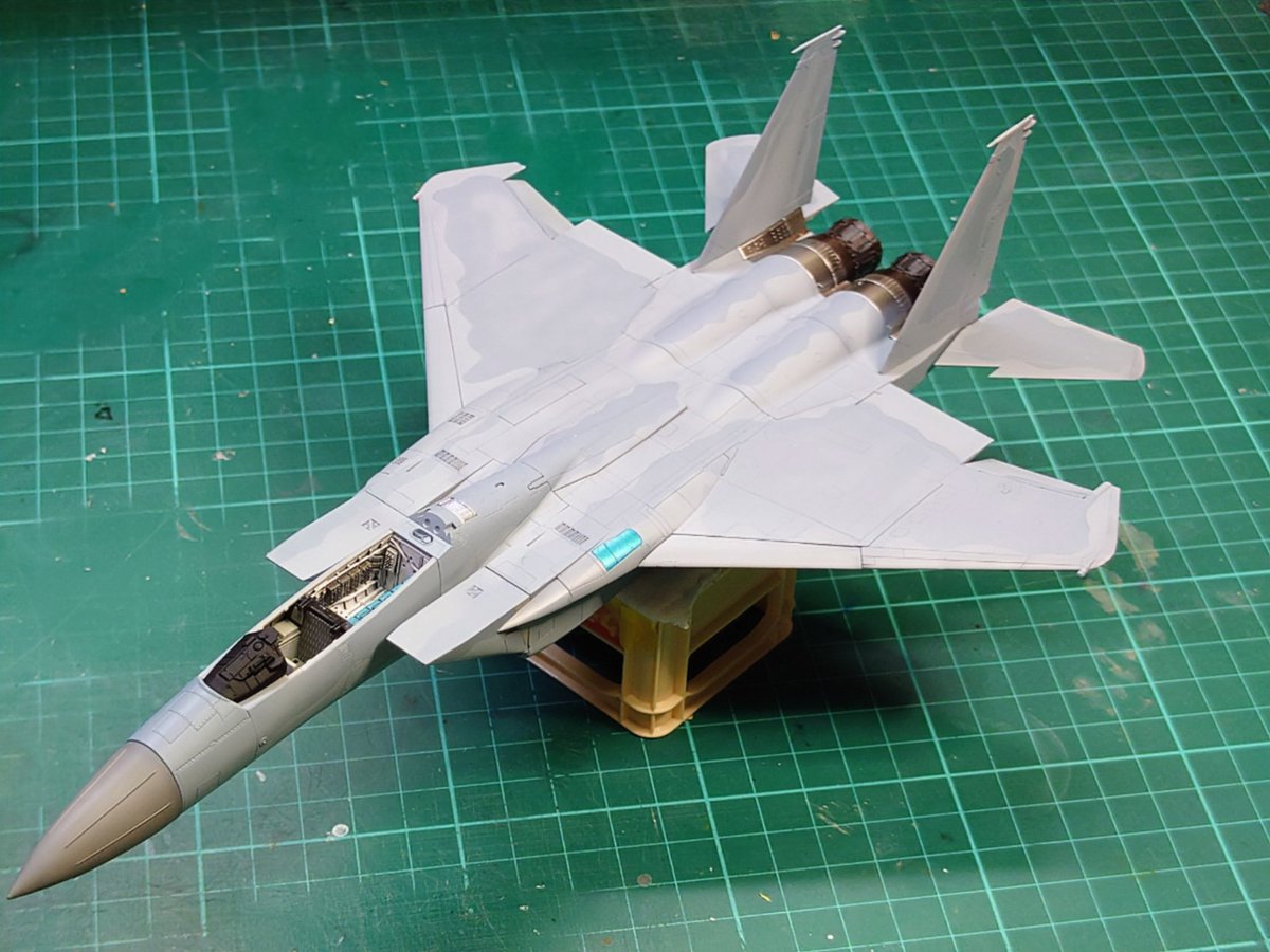 ファインモールド  1/72 
F-15J J-MSIP 製作中　
機体の塗り分け行いました😊