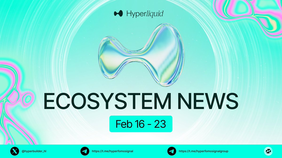 Hyperliquid Ecosystem News (Feb 16 - 23)

1/ <a href="/HyperliquidX/">Hyperliquid</a> Foundation contributes 1M HYPE to launch Hyperliquid Policy Center (<a href="/HyperliquidPC/">Hyperliquid Policy Center</a>) 
- Dedicated nonprofit for policy advocacy in Washington D.C. 
- Led by <a href="/jchervinsky/">Jake Chervinsky</a> to bridge DeFi &amp; regulators. 
- Big step toward