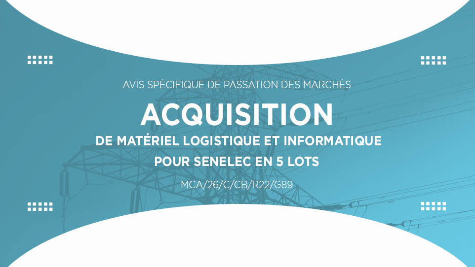 MCA_Senegal_II's tweet photo. Le Millennium Challenge Account - Sénégal II (#MCASénégal2) lance un avis pour l’acquisition de matériel logistique et informatique pour Senelec en 5 lots.

👉🏾 https://t.co/NFvsppq8AC

#MCA #PassationDesMarchés #Électricité #SenegalPowerCompact https://t.co/8CDmhlOG0X