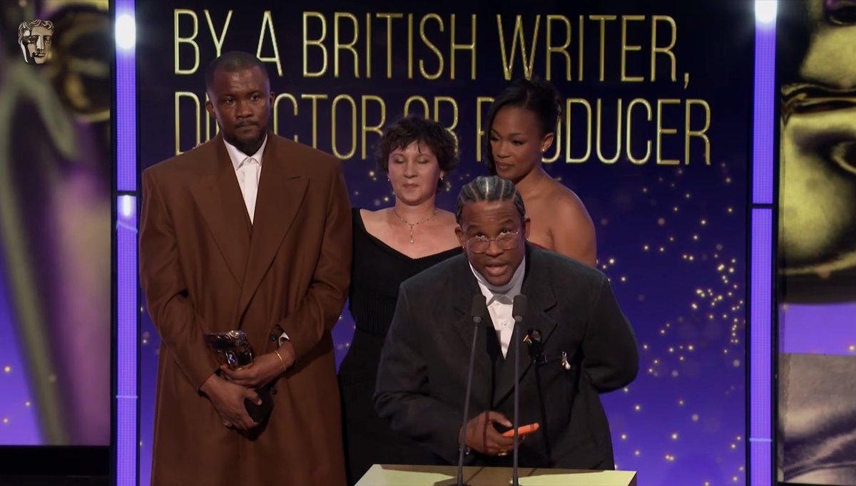 PopCrave's tweet photo. The BBC cut a section of Akinola Davies Jr.’s BAFTAs acceptance speech in the live TV broadcast:

“Archive your loved ones. Archive your stories yesterday, today, and forever. For Nigeria, for London, the Congo, Sudan, free Palestine.”

A spokesperson says that the three-hour show has to be cut for its two-hour on-air slot. The full speech is available on YouTube.