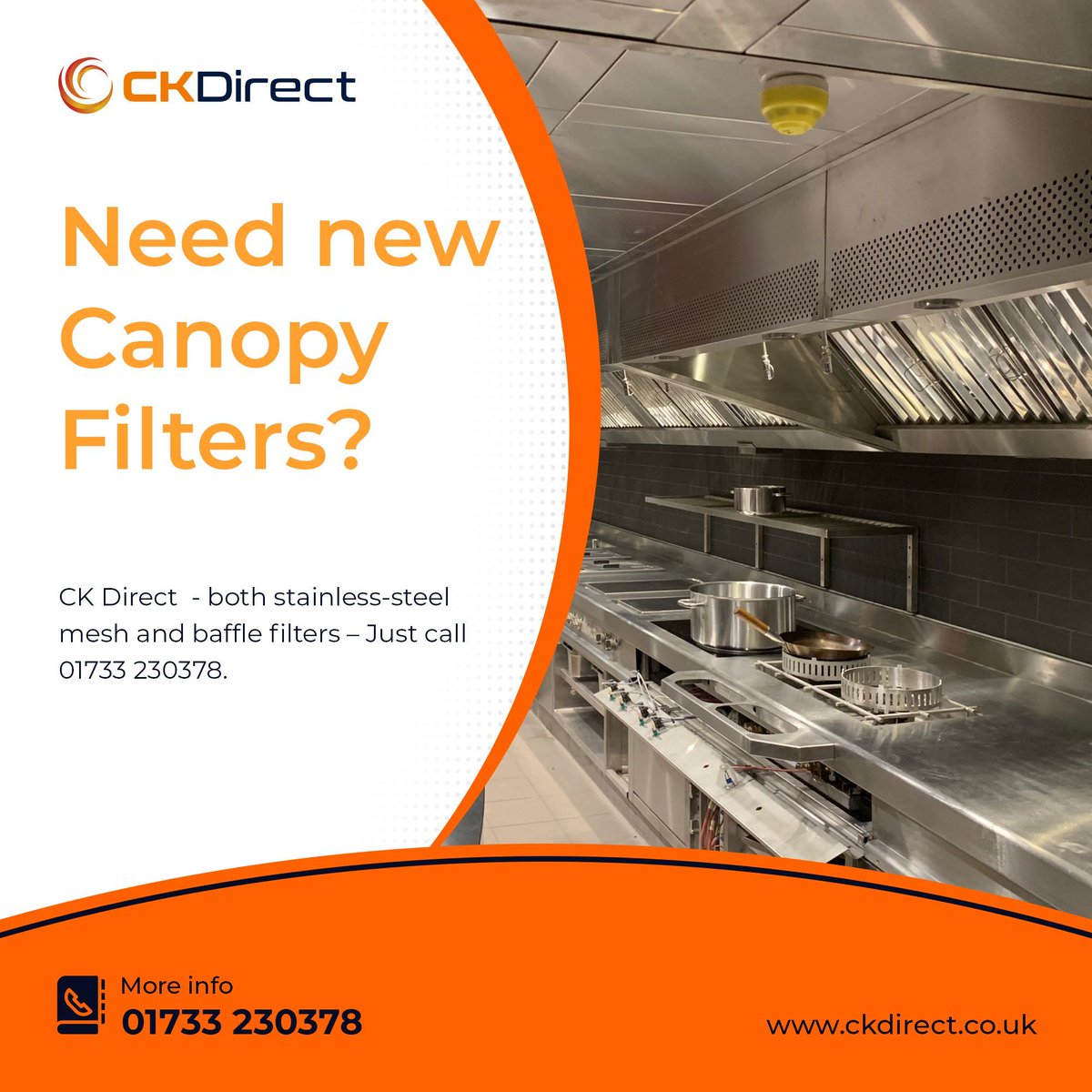 Need new Canopy Filters?
CK Direct  - both stainless-steel mesh and baffle filters – Just call 01733 230378. ckdirect.co.uk/product-catego…
