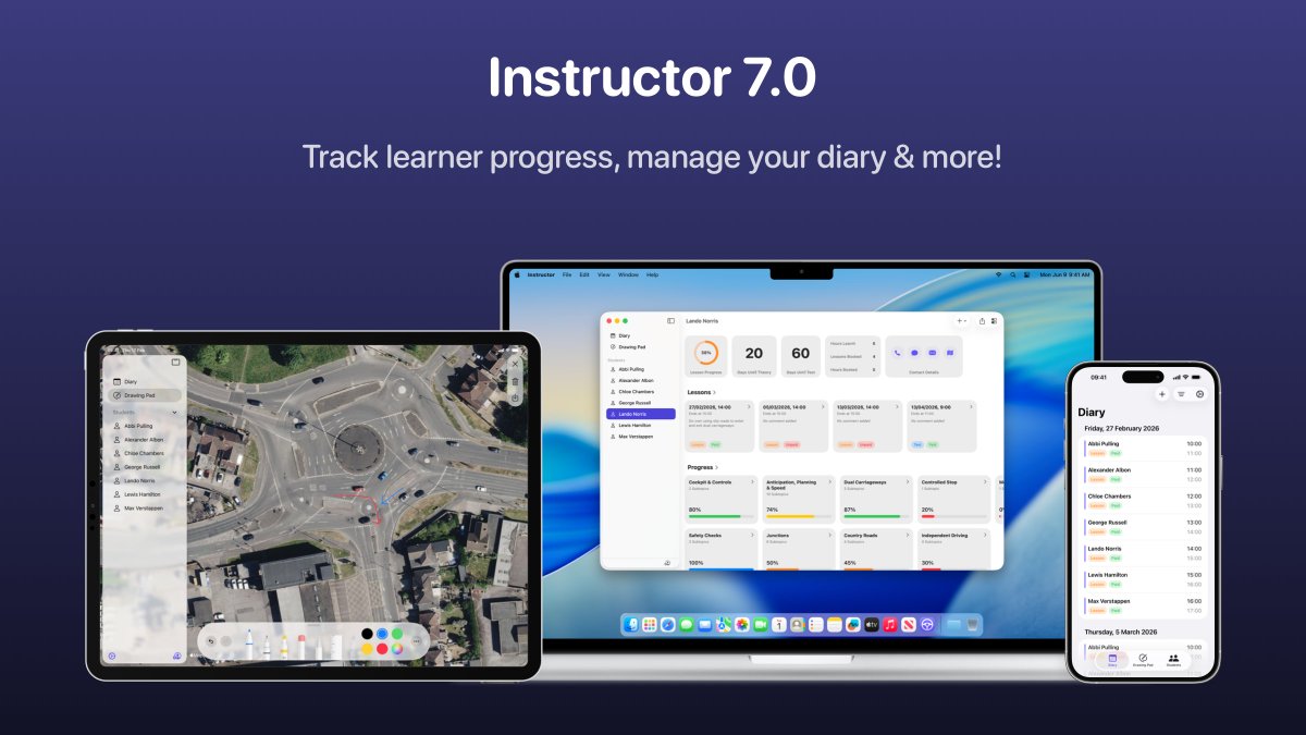 InstructorApp's tweet photo. 🚨 A new version of Instructor is now available! 

Here are just some of the new features:  

🗓️ Manage your diary
✍️ Draw manoeuvres on a map
✅ Progress subtopics
#️⃣ Test countdowns

Download on the App Store: https://t.co/Zy68SNLZEA

#DrivingInstructor #ADI https://t.co/gc3RvfFwGr