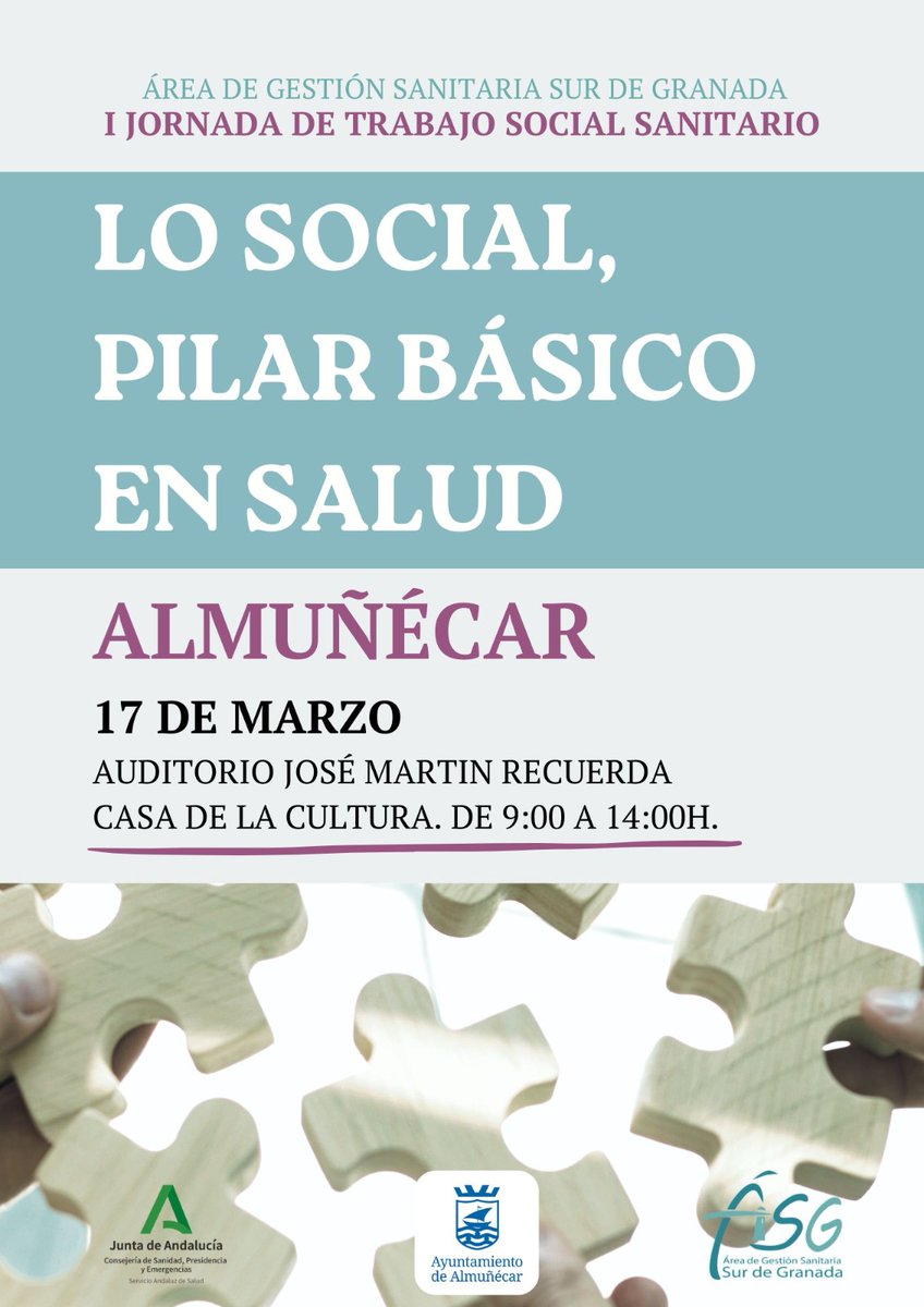 🔵Almuñécar acogerá la primera jornada sobre Trabajo Social sanitario que se organiza <a href="/saludsurgranada/">Salud Sur Granada</a>. 
📢Si estás interesado en participar, pueden solicitarlo a través del trabajador social de tu centro sanitario o del siguiente enlace: encuestas.granadasalud.es/index.php/6228….