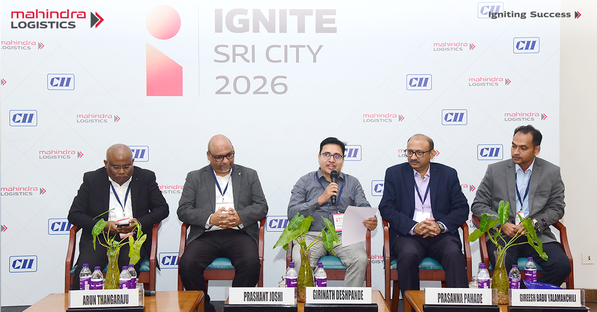 Mahindralog_MLL's tweet photo. Ignite, our knowledge series dialogue held in Sri City in partnership with CII, brought together industry leaders to discuss the shift from viewing logistics as a cost centre to recognising it as a competitive edge in modern manufacturing. #MahindraLogistics #IgniteSuccess https://t.co/itLFEmRjtW