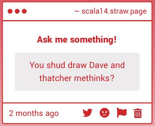 Scala14_RAX's tweet photo. Thanks for the request! Yeah, I probably should draw them 😊
This time Thatcher just happened to be a bit drunk, but I don’t think he’s usually like that 🥃
#davelee
#thatcherdavis https://t.co/yYgaw8PQWi