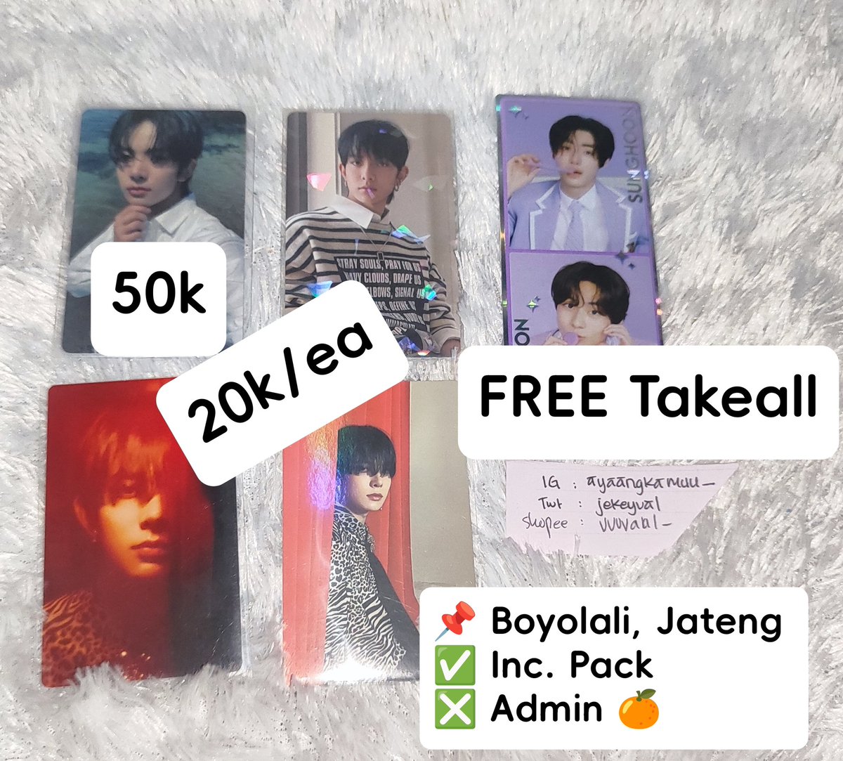 jekeyval's tweet photo. ---Habisin Koleksi
Edisi Stopcol 🙏🏻
#WTSBTS 
📌 Boyolali, Jawa Tengah 
✅ Inc. Pack
❌ 🍊 
🍃Condi By DM
🍃Nego sopan
🍃Not For Sensitive Buyer 🙏🏻
🍃Please Tag After DM (Notif DM ga masuk)

#wtsbts  #Jungkook #jungkookbts  #wtsina #wts #stopcol #ENHYPEN_HEESEUNG #HEESEUNG https://t.co/s3E6zWiw11
