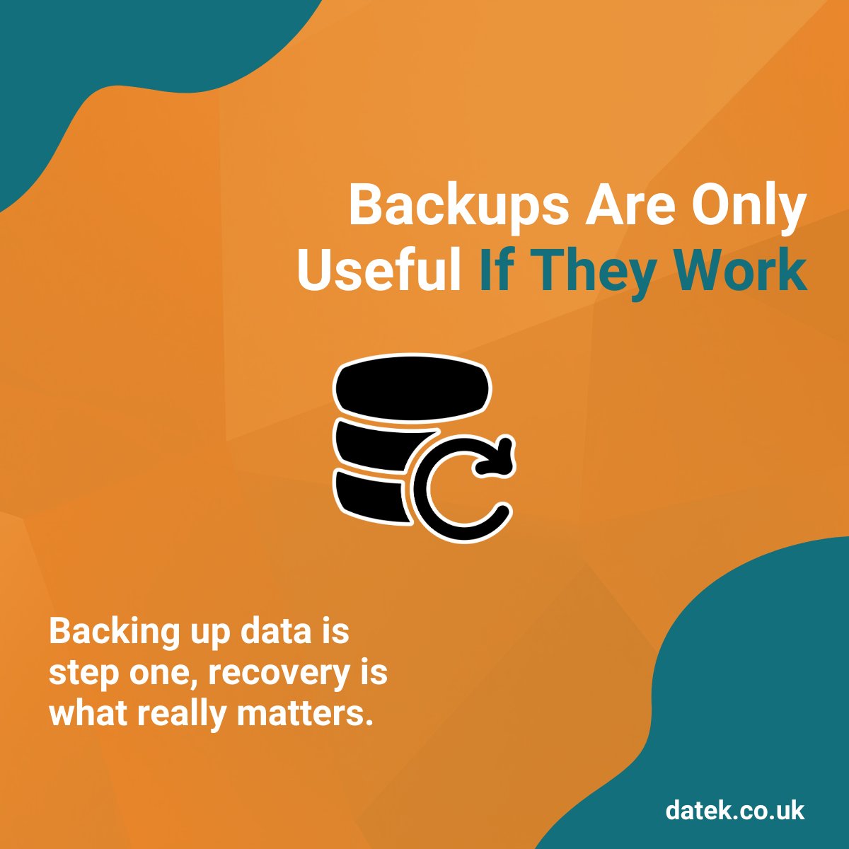 Backing up data is only half the job. 

If recovery isn’t tested, downtime is still a risk. Make sure your backups actually restore when it matters.

👉 Talk to us - visit-our.link/6jifykd

#DataBackup #BusinessContinuity #ITSupport