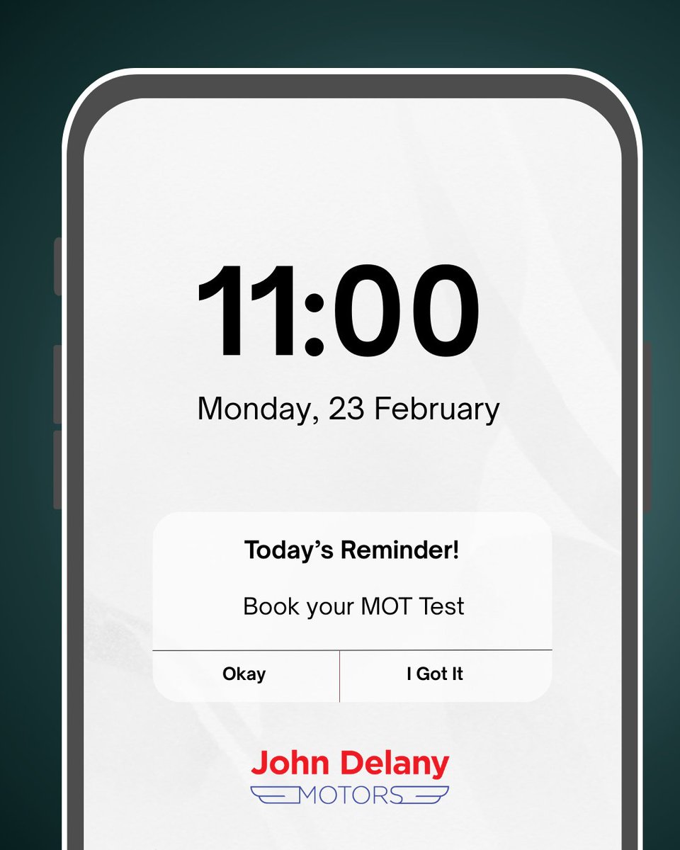 Is your #MOT due soon? 🚗

At #JohnDelanyMotors, we offer Class 4 &amp; Class 7 MOTs, honest advice, and free re-tests within 10 working days.

Book in with our friendly team and enjoy a hassle-free experience from start to finish.

📞 0161 477 6266
💻 delany-motors.co.uk/booking