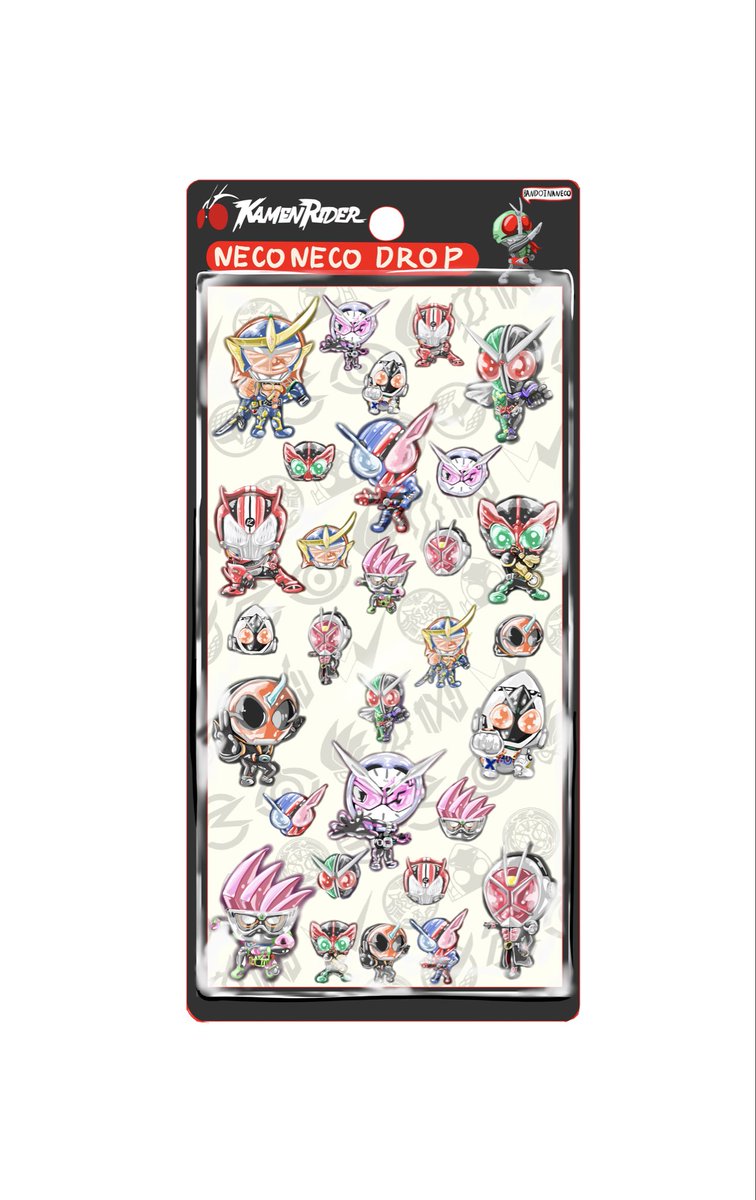 描けた。楽しかった ボンボンドロップシール風 仮面ライダー2