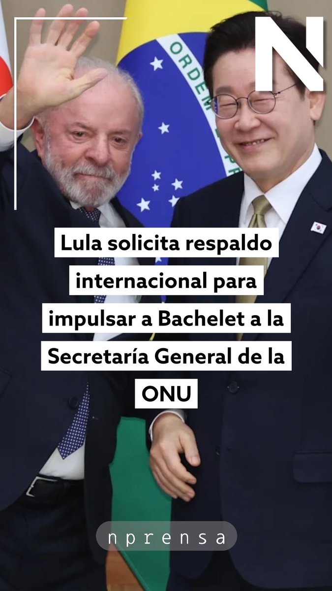 ⚡ Lula solicitó a Corea del Sur respaldo para la candidatura de Michelle Bachelet a la Secretaría General de la ONU. La elección se define este año y América Latina busca recuperar el liderazgo en el organismo.

#MichelleBachelet #ONU #Lula 

Más:  instagram.com/reel/DVGdTRjDf…