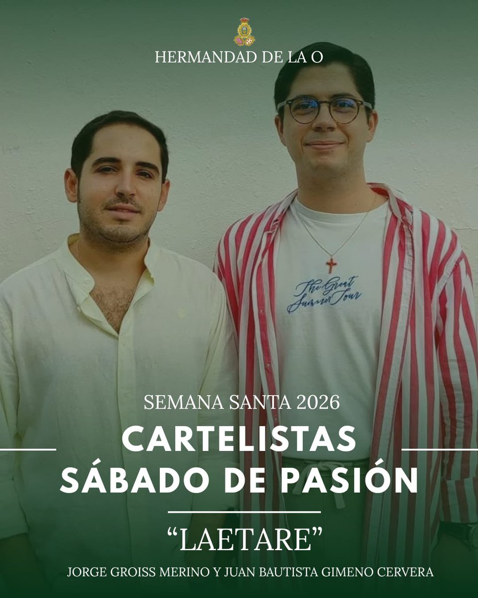 #ACTUALIDAD|| CARTELISTAS SÁBADO DE PASIÓN.

La Junta de Gobierno de la Hermandad Penitencial de las Cinco Llagas y Cofradía de Nazarenos de Nuestro Padre Jesús de la Victoria en sus Tres Caídas y María Santísima de la O,