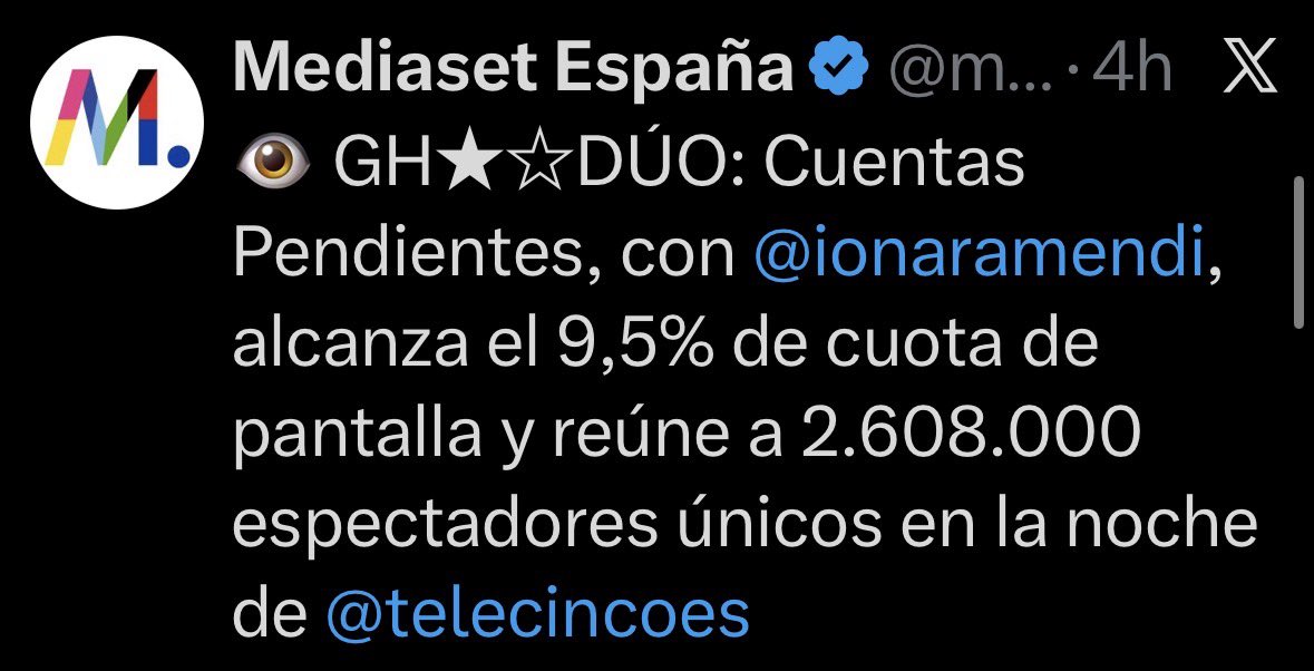 Habéis pasado de un 11,2%  a esto👇🏻no se puede jugar con la audiencia, el público de las Tentaciones NO consume otra programación de <a href="/telecincoes/">Telecinco</a>  solo vota, tomar nota <a href="/ghoficial/">Gran Hermano</a>  <a href="/ZeppelinTV/">Zeppelin</a> <a href="/mediasetcom/">Mediaset España</a> y coméroslo con patatas. #Piaget23F