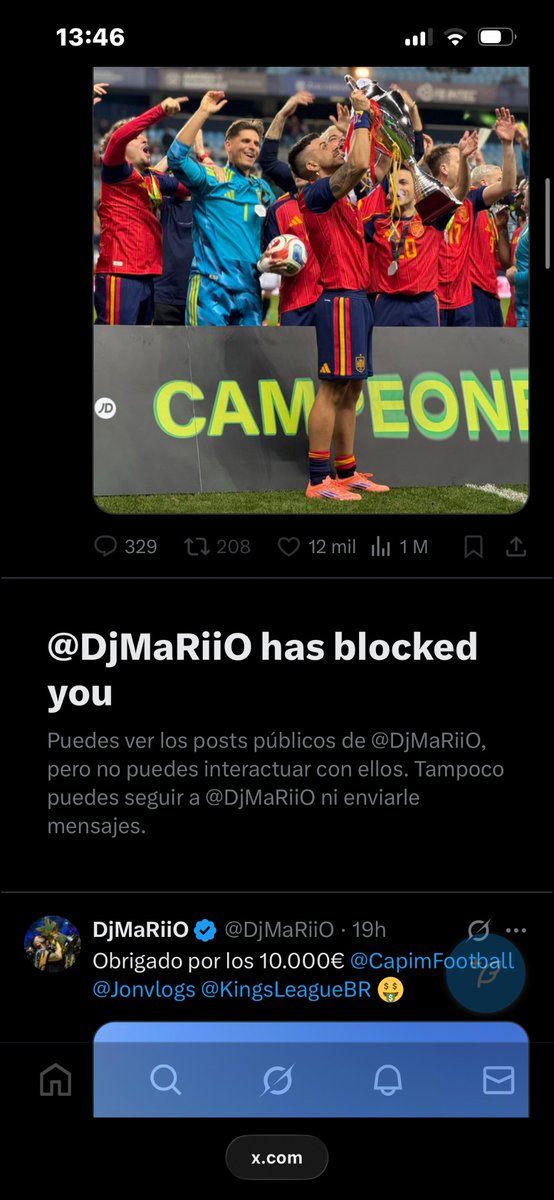 Estoy dando volteretas 🤣🤣🤣.
DjNiñato bloqueando a un random en twitter en big 2026.
El Down grade de este tio es histórico.