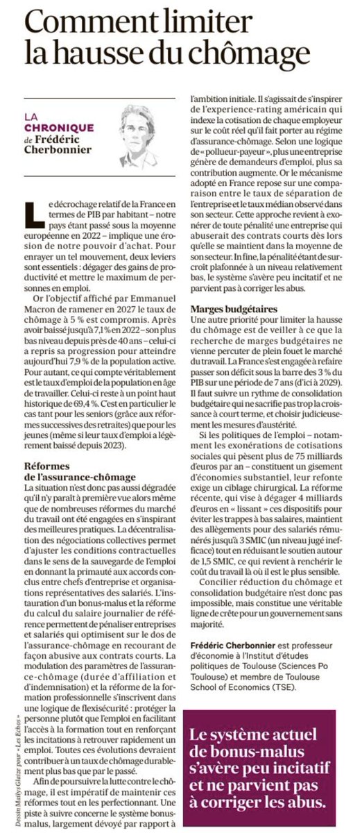 fcherbonnier's tweet photo. Ma nouvelle tribune dans les échos... le chemin escarpé pour limiter la hausse du chômage... cf. https://t.co/24AJr7UgXR https://t.co/5lzAm7oGE1
