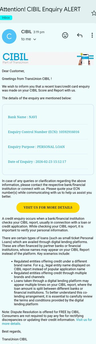 Rajput1404's tweet photo. @TransUnion Maine koy Inquiry nahi ki hai @navifinance maine koy Inquiry nahi ki hai Loan ki to Mera cibil check ho raha hai or cibil mail aa raha hai @FinMinIndia @RBI @RBIsays https://t.co/4SRZOhQINV