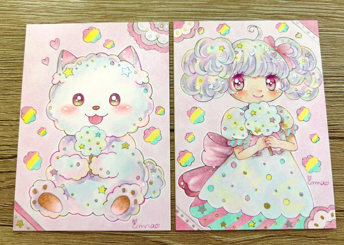 ⟡.·*.ATC⟡.·*.

わたあめポメちゃん꒰ ՞•ﻌ•՞ ꒱ と
わたあめちゃん（デフォルメ）

 #パステルカラーの魔法展2
