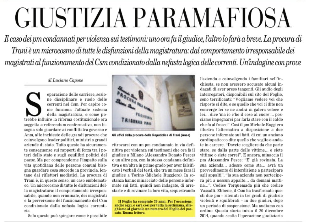 GibelliTiziana's tweet photo. Sembra incredibile ma è vero.
Il caso di due #PM condannati in via definitiva per violenza su testimoni e falsificazione di verbali che ora sono #Giudici, l’uno a Milano e l’altro a Torino.
Di @lucianocapone su ⁦@ilfoglio_it⁩ di oggi.

#IoVotoSÌ
#SÌsepara https://t.co/AN2UPtsfRV